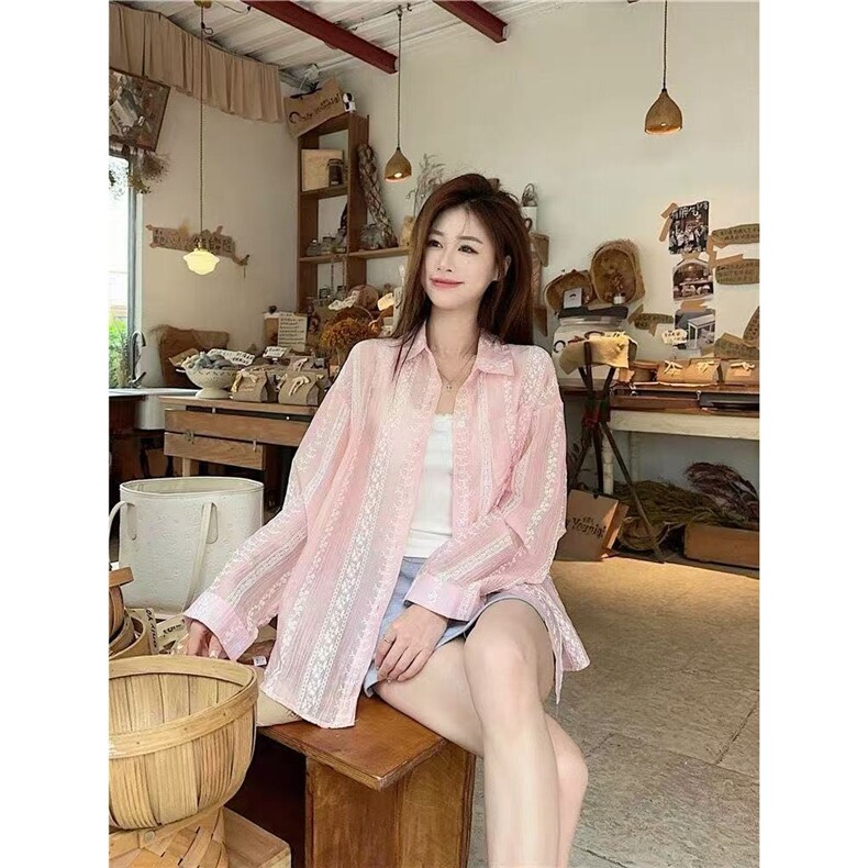 设计感小众薄款防晒衬衫女夏季2025新款韩系百搭宽松长袖开衫上衣,男装衬衫,星座506A