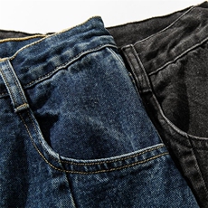 平铺图秋冬日系大码牛仔裤阔腿裤休闲裤直筒美式工装裤H808/P65，男装牛仔裤，钱塘713