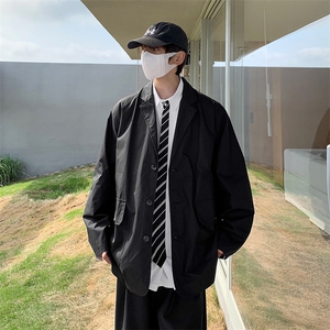 新款ins日系复古简约宽松通勤港风休闲薄款西装男夹克 W1384-P47图片