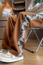 特批P40无差价薄款改加绒新中式拼接刺绣直筒阔腿裤K1188J加绒，男装休闲裤，电商A001-1