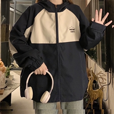 工装夹克外套女森系撞色拼接艺术设计感冲锋衣上衣C360-80，男装夹克，星座911-2(原星座613-2）