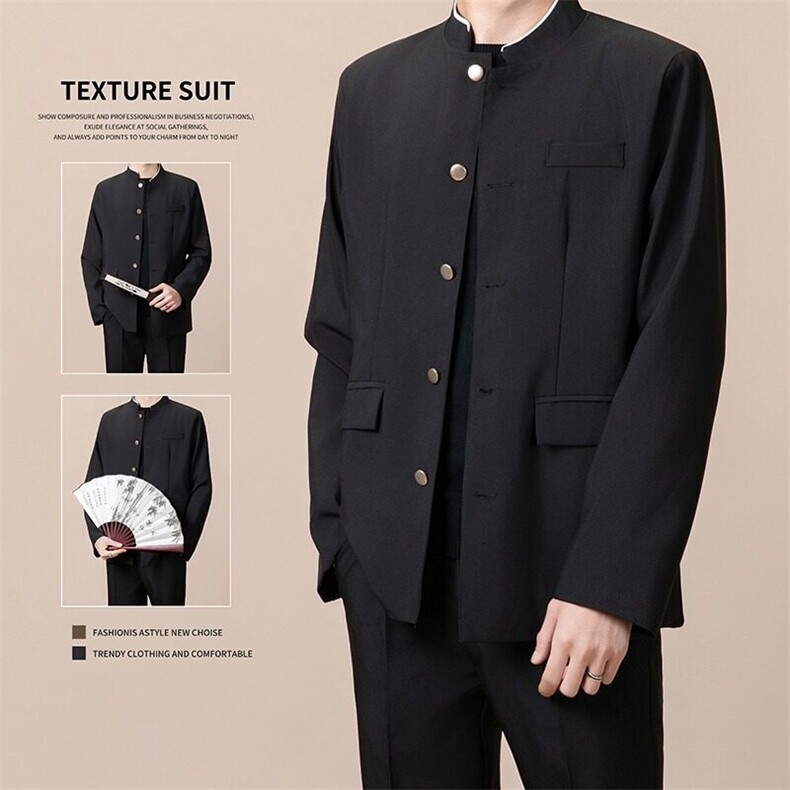 F657西服P55 3件套135 新中式男中山装痞帅三件图片