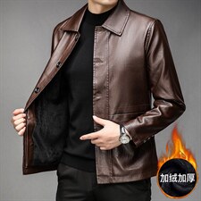 G98911男士2023冬新款长袖PU皮加绒皮衣修身皮夹克外套P102,男装皮衣,电商B360