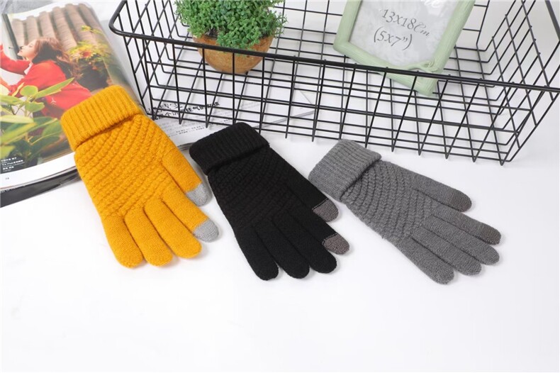 男女通用羊毛保暖加厚加绒触摸屏手套，手套，绒盛源