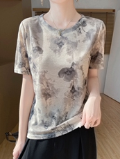 夏季轻薄短袖薄款宽松女针织衫V领短袖，女装针织衫/毛衣，绒宛羊绒