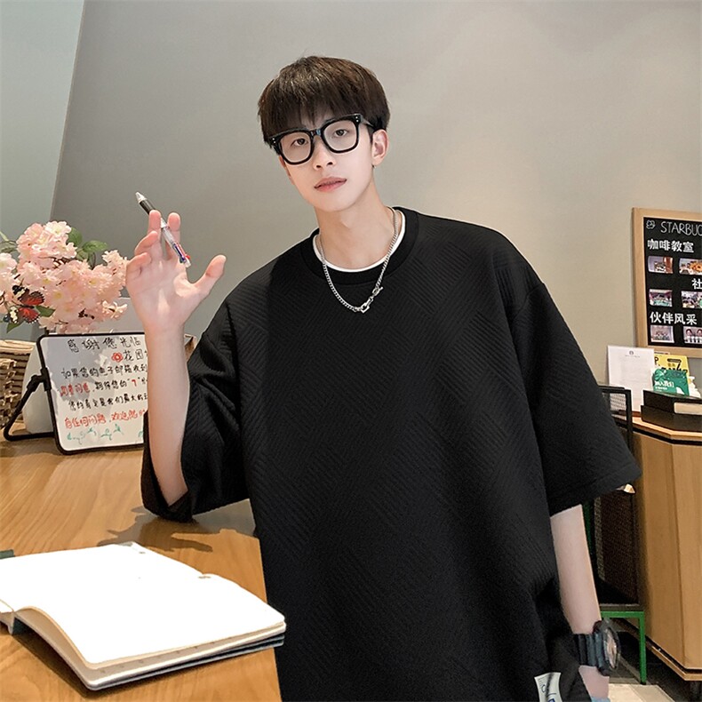 T902P30重磅350克休闲时尚潮牌半袖男士宽松T恤短袖上衣,男装T恤,电商A026-1