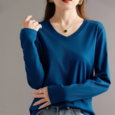 孔雀蓝V领