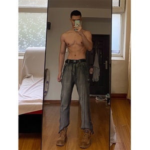 自家图，配马丁靴的裤子男款秋冬侧拉链cleanfit牛仔裤-KZA50-P60图片