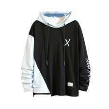 主推货足7XL~M 2023春季新款不规则连帽卫衣男休闲长袖加肥加大码图片