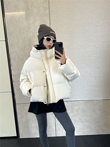 2025年秋季常规立领拉链长袖单件松紧帽时尚百搭，女装羽绒服，禾雯电商供货