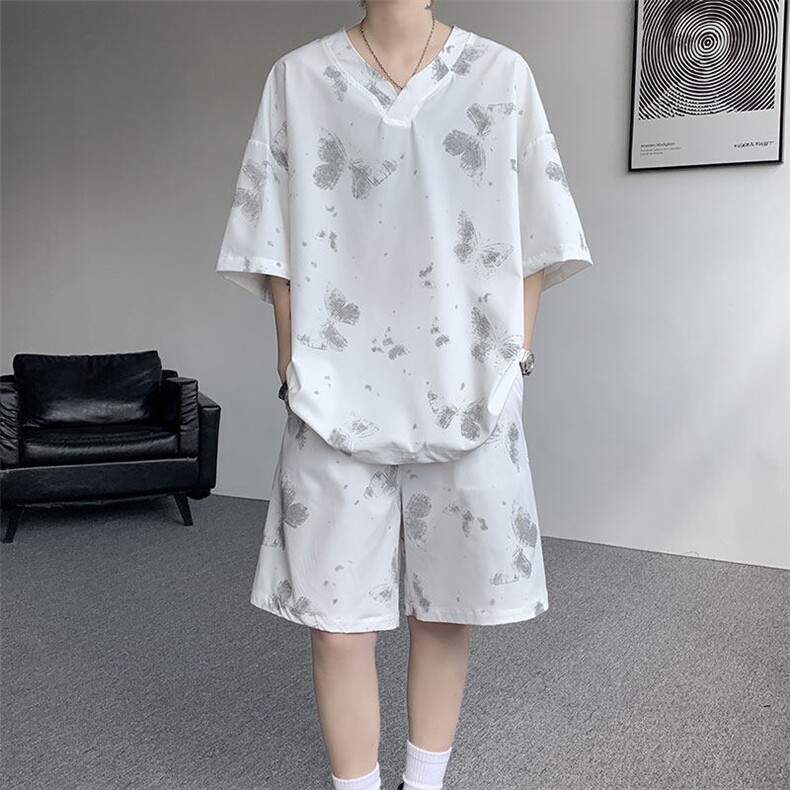 TZ786-特批55控98夏季新款扎染冰丝速干大码短袖短裤T恤套装,男装牛仔裤,电商A059