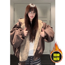 两面穿现货重磅短款座山雕棉衣男女双面穿毛毛绒棉服加厚外套，男装棉衣，电商A443