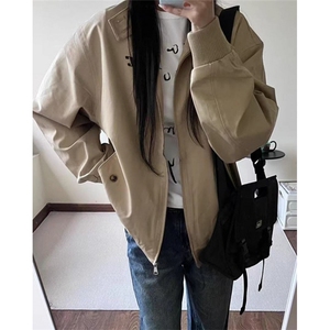 夹克外套女春秋加棉夹棉三防棉服宽松男女工装棒球服上衣 J717图片