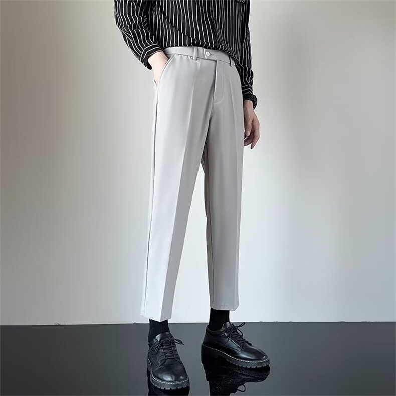 西裤九分修身商务正装休闲男裤春夏季小脚垂感西装长裤子CK2，男装西裤，星座1116A-2（原606A-1）