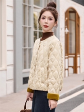 2025冬装新款简约时尚新中式复古提花棉衣，女装棉衣/棉服，罗腾