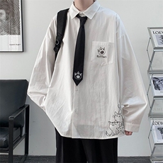 配领带衬衫男女韩版潮流长袖印花帅气2025春季ins外套CY1038-P35，男装衬衫，星座412-2