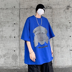 B239-1099-P25美式柳钉人像印花夏季高街重磅落肩袖短袖T恤男，男装T恤，星座514-2(原B239)