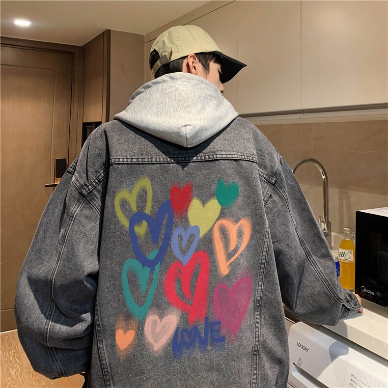 大货春季新款情侣连帽牛仔外套大码男夹克牛仔上衣JK1068-P88,男装工装外套,星座1103-3