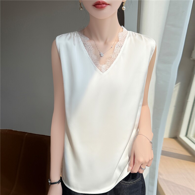NX-2686-醋酸蕾丝v领，女装背心吊带，暖习羊绒
