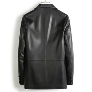 L12A20323男士皮衣夹克外套翻领修身短款真皮绵羊皮西服皮衣P535图片