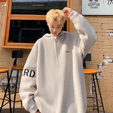 冬季美式毛衣男款复古连帽针织衫高级感痞帅卫衣外套-控99，男装针织衫/毛衣，星座310A-3