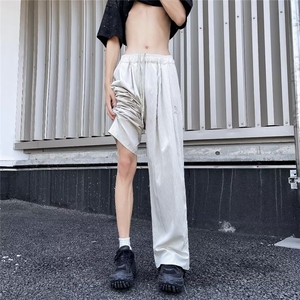 夏款男冰丝褶皱速干裤字母刺绣宽松长裤h2851 P38图片