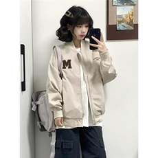 秋季穿搭新款美式复古刺绣棒球服男女宽松休闲飞行员夹克外套潮牌，男装夹克，星座506A