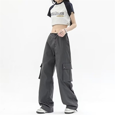 辣妹粉色工装裤女夏季新款宽松直筒休闲裤拖地阔腿长裤TK274-P45，男装休闲裤，星座1008