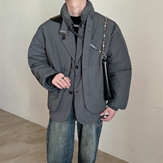 冬季新款设计款假两件小众休闲宽松棉衣男加厚棉服M103-P155控185，男装棉衣，电商B267