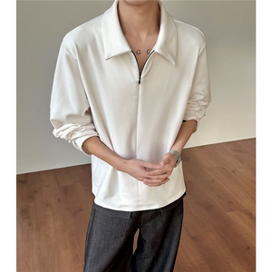 隐形拉链翻领双面德绒POLO领打底衫内搭男运动休闲上衣 D515特P28图片