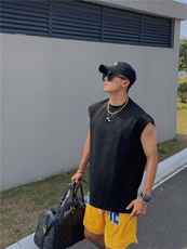 白色显肌肉身材坎肩背心男无袖T恤纯棉健身运动打底坎袖汗衫夏季，男装背心/马甲，电商A061