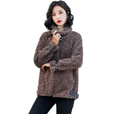 2025冬装新款羊羔绒时尚洋气大翻领小个子韩版外套潮流少妇爱，女装短外套，阿丹