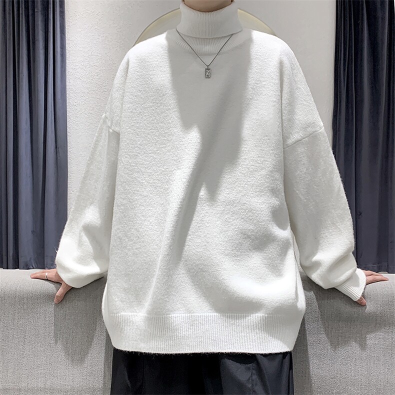 2025年男士针织高领领纯色打底宽松毛衣男A169M02P45，男装T恤，电商A169