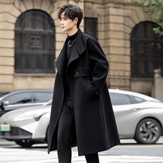 原创毛呢大衣男中长款风衣男长款大码男F729款P125外景D，男装风衣，星座401