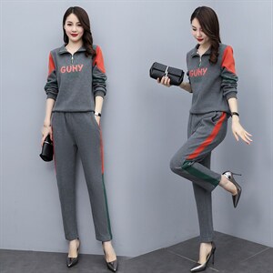时尚拼接减龄套装女2025新款韩版春秋休闲运动宽松显瘦卫衣两件套图片