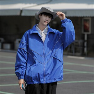 美式潮流休闲运动外套冲锋衣女男宽松纯色薄款春秋装夹克WT30 P85图片
