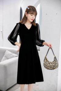 秋装新款上市金丝绒连衣裙M一XXL，女装连衣裙，拉思维加丝