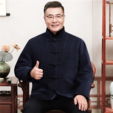主推现货中老年婚宴喜庆唐装冬加绒可拆卸内胆爷爷风唐装外套，男装民族服装，钱塘723