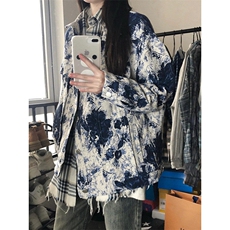 扎染牛仔外套男港风痞帅炸街上衣春秋季情侣宽松工装夹克J2194，男装夹克，星座1116A（原606A-3）