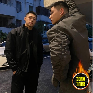 现货秋冬季美拉德立领飞行立领夹克boxy廓形棉衣高街加厚加棉外套图片