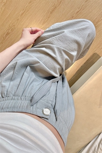 8XL-M 白色不透肌理感透气垂感休闲裤男夏季阔腿裤长裤K9137P60图片
