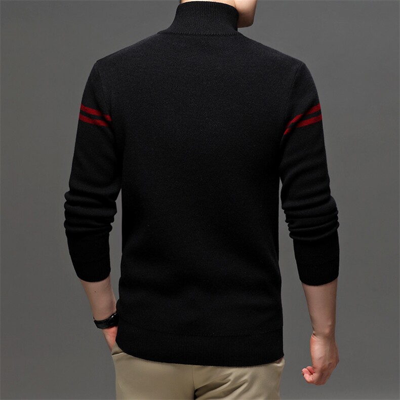 新款2023春秋季男装针织衫上衣中年时尚潮流纯色高领长袖毛衣,男装针织衫/毛衣,电商B212（原钱塘6029）
