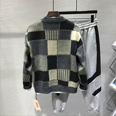 复古格子秋翻领外套新款时尚潮长袖上衣男生开衫毛衣MY66048P65，男装针织衫/毛衣，星座1013-5