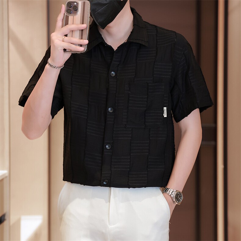 大货男士短袖衬衫高级感定制面料冰丝透气品质衬衣C317-C805-P55,男装衬衫,电商C317