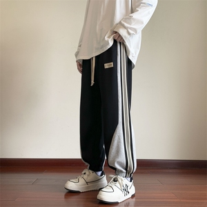 补货纯棉休闲潮牌拼色运动裤子XZ301b-2-CK652P43图片