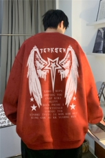 美式高街翅膀印花潮流圆领卫衣宽松上衣JK23522特批38控68，男装卫衣，星座605(原A050)