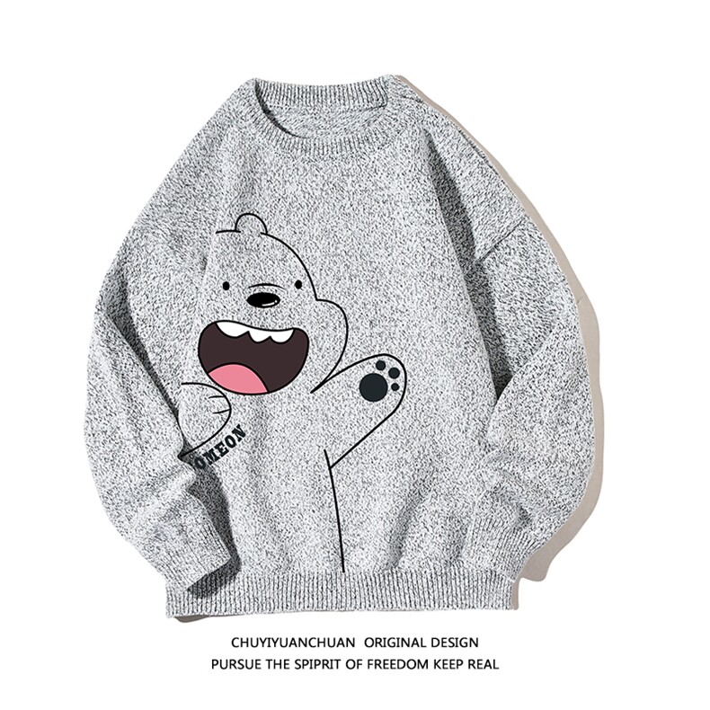加厚加绒毛衣男大码毛线衣男针织衫M19131-P45加绒款-P65白底,男装针织衫/毛衣,电商A040A