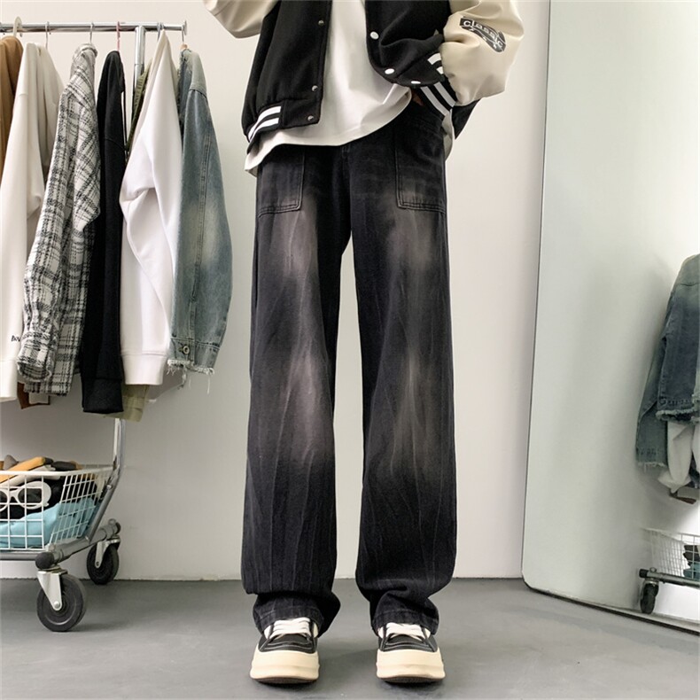 XZ221-1高品质高街复古水洗直筒设计感休闲牛仔裤K910-P55控78，男装牛仔裤，星座221-1