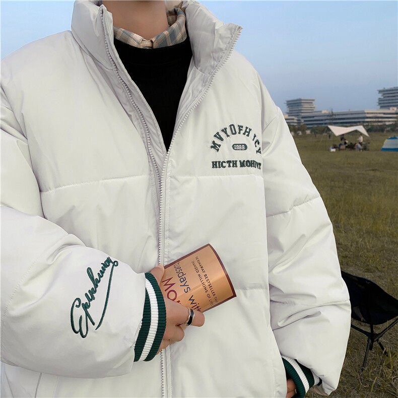 美式ins羽绒服时尚外套棉袄复古刺绣情侣冬季面包服潮流韩版M8053，男装棉衣，星座506