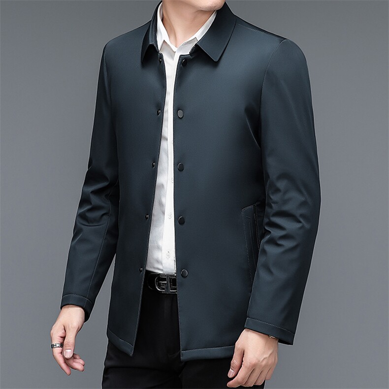 2023新款男士翻领纯色休闲羽绒服冬季中年加厚保暖爸爸装外套,男装羽绒服,电商B212（原钱塘6029）